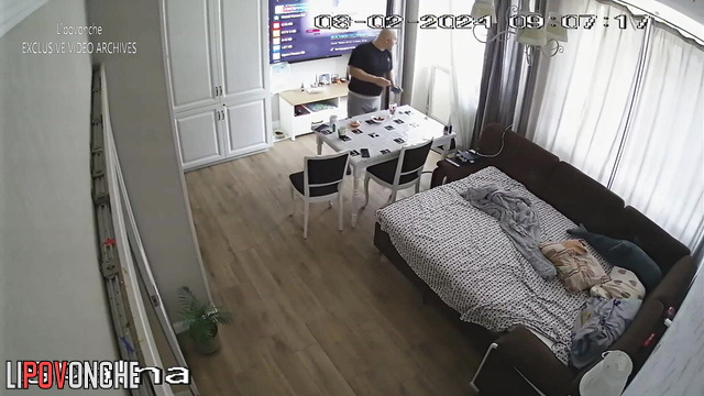 Man watching how in his girlfriend's pussy entering fuck-machine