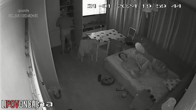 Fuck-machine entered pussy of horny brunette (night sex scenes)