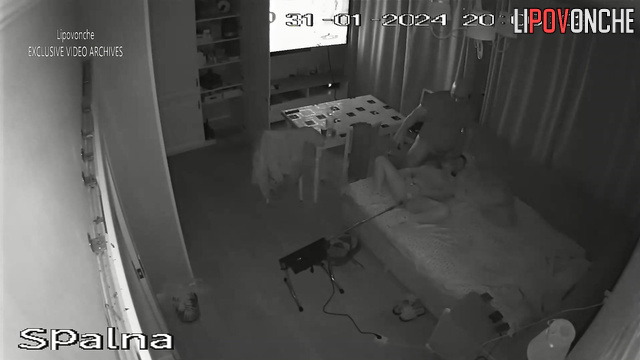 Fuck-machine entered pussy of horny brunette (night sex scenes)