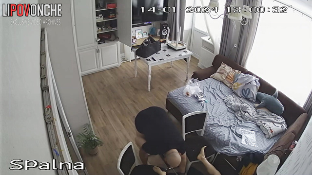 Bedroom video - bald guy walking around the apartment with an erect penis