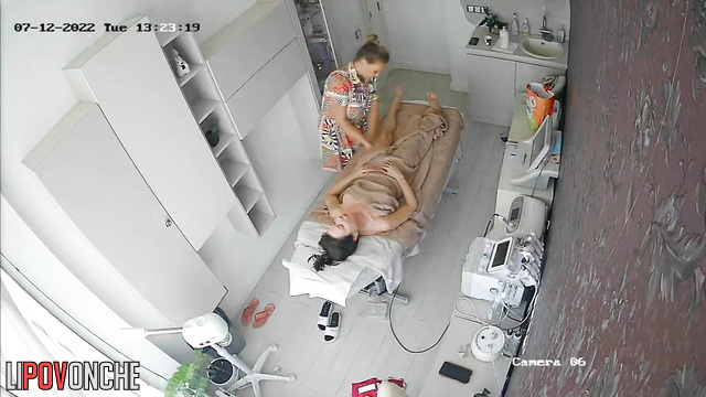 Naked girl getting amazing boobs massage (salon video)