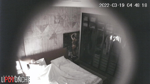 Old man fucked skinny girl with small tits in bedroom on bed
