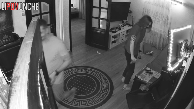 Couple having sex after a drunken party (in the living room)