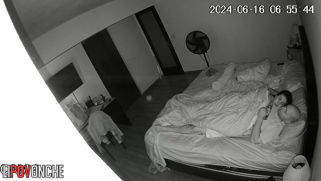 Night sensual sex of a couple before sleep in the bedroom