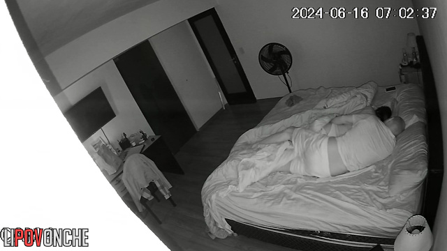 Night sensual sex of a couple before sleep in the bedroom