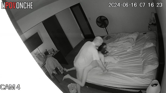 Night sensual sex of a couple before sleep in the bedroom