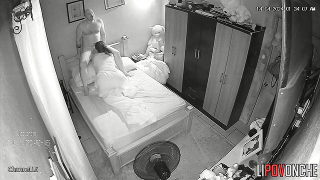 Brunette gave a blowjob to a man and he fucked her on the bed