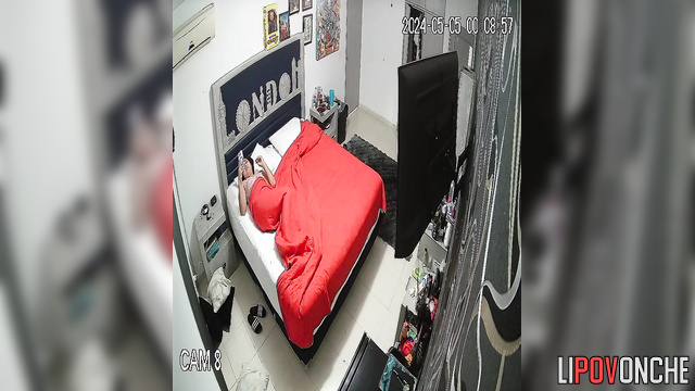 Tattooed fat guy fucks brunette on bed and cums inside