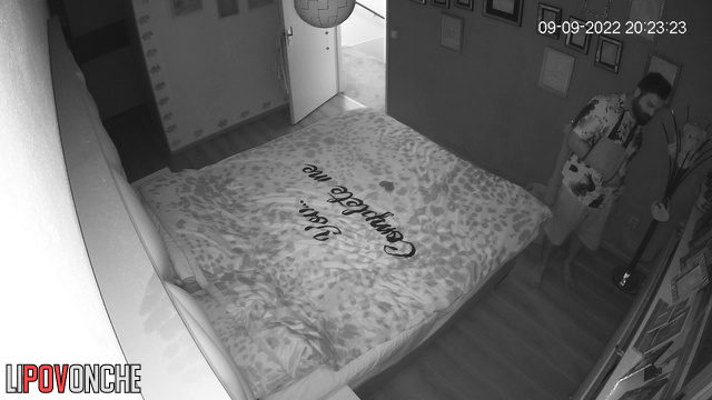 Man fucked his wife on the bed in the bedroom and cummed inside