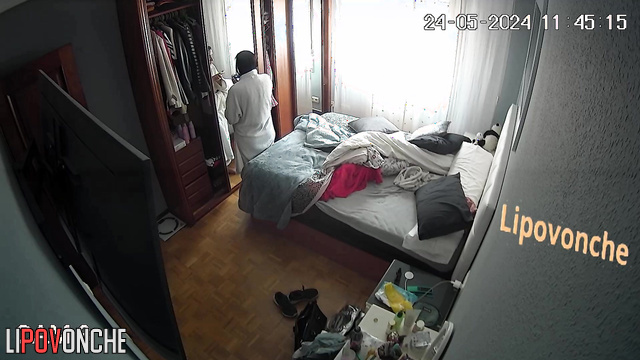 Sexy babe chatting with boyfriend during her dressing