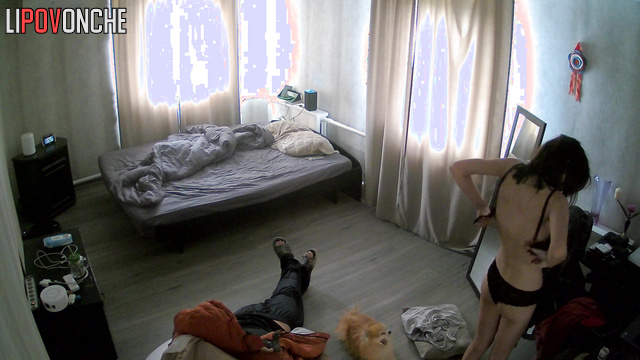 Skinny girl dressing after perfect fuck with her boyfriend