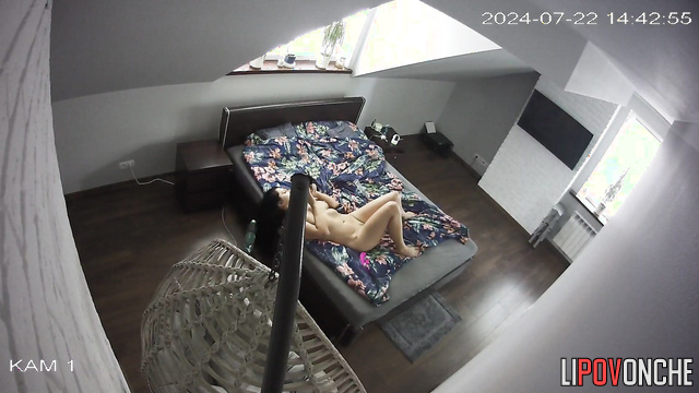 Naked brunette jumping on a dildo so sweet (hidden camera)