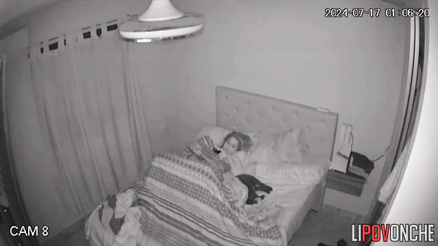 Blonde dreaming of a big dick while lying under the blanket