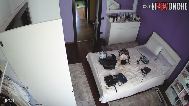 Skinny whore dressing for work (hidden video from bedroom)