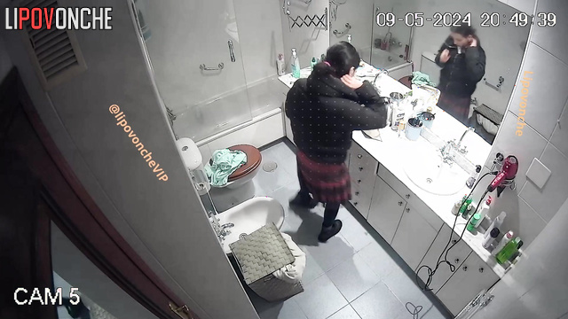 Cute brunette taking shower after dissolute party