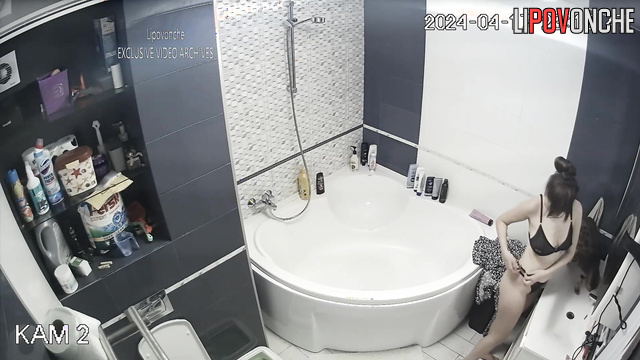 Ukrainian babe washing before a date with handsome guy