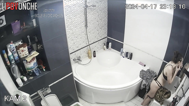Ukrainian babe washing before a date with handsome guy