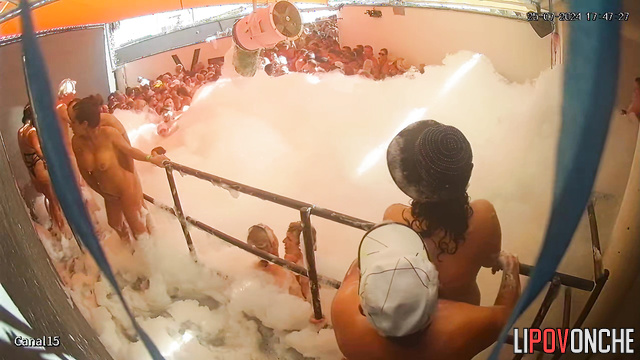 Naked people kissing all day long (hot party in foam)