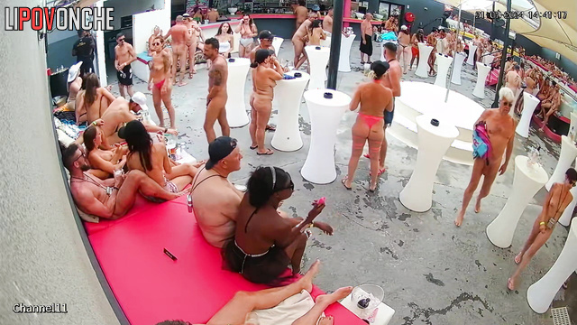 Strange people dancing naked (hot summer party)