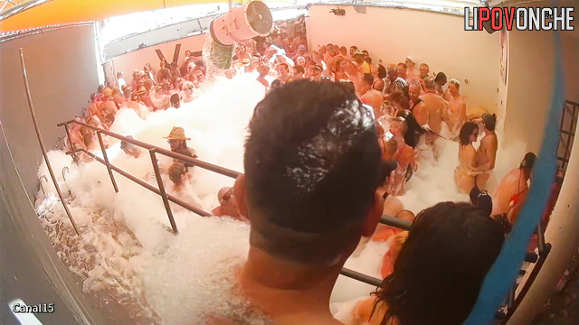 People in foam dancing naked in summer private party