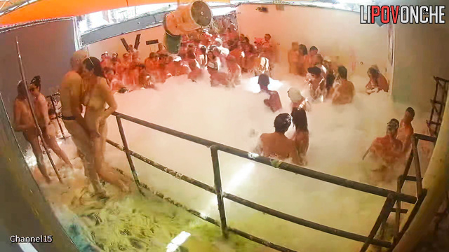 Slow dancing in foam at an interesting party