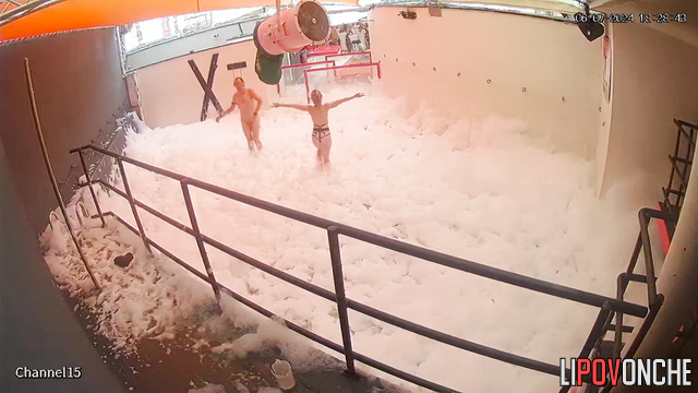 People fucking in doggystyle position in the foam