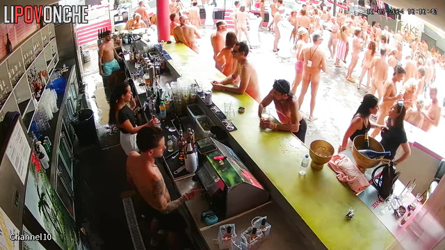 Adult party near the pool - people dancing naked