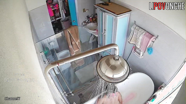 Fat milf masturbated on her young lover in the bathroom