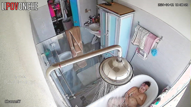 Fat milf masturbated on her young lover in the bathroom