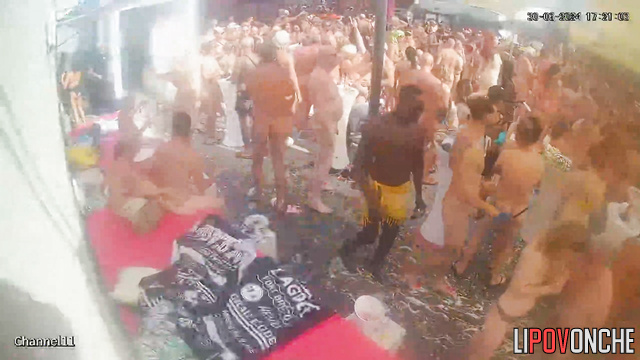 Ladies and gentlemen dancing right now absolutely naked