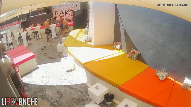 Black and white people taking part in adult party (sex in pool)