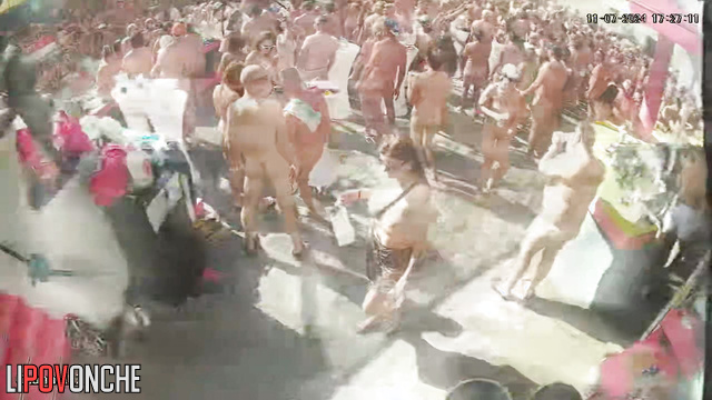 Naked old farts dancing with naked young people in the club (mature sex in hot pool)
