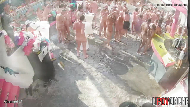 Naked old farts dancing with naked young people in the club (mature sex in hot pool)