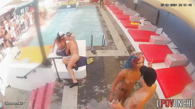 Massive orgy near the pool - summer swinger party