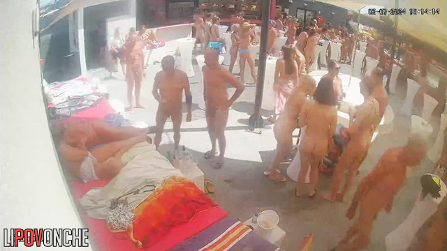 Massive swinger party near the pool (hidden video)