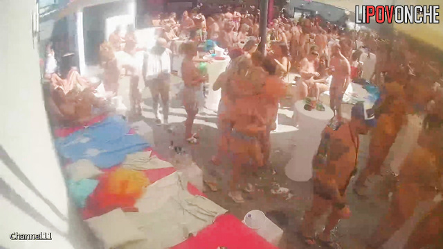 Massive swinger party near the pool (hidden video)