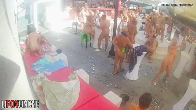 Massive swinger party near the pool (hidden video)