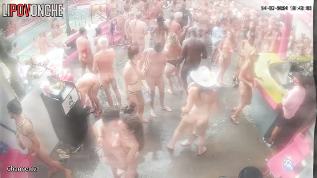 Naked couples dancing and kissing at the same time (pool)