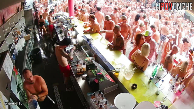 Pool adult party in the swinger club (people having hot time)