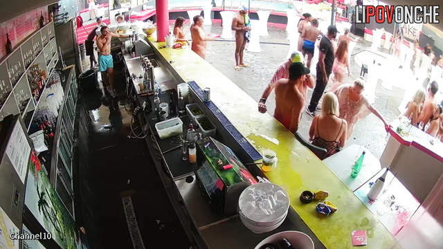 Pool adult party in the swinger club (people having hot time)