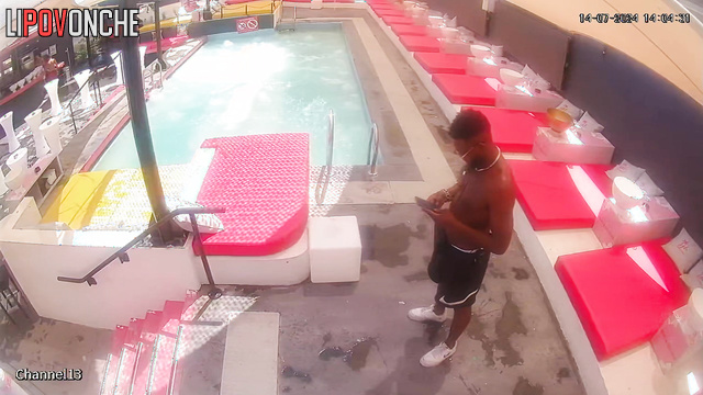 Naked people enjoying oral sex right in the pool