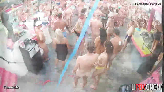 Swinger foam party - naked cocks and pussys dancing