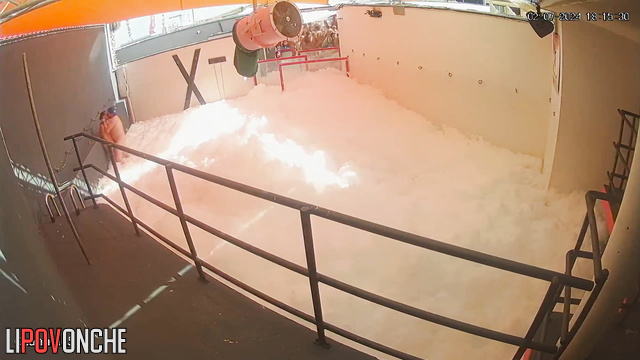 Swingers dancing in the pool in foam, live video