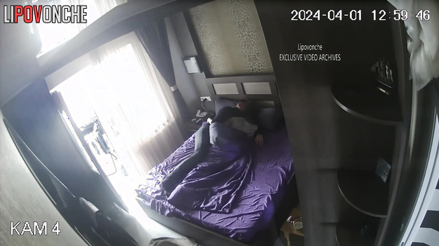 Good fuck under the blanket in the bedroom after foreplay