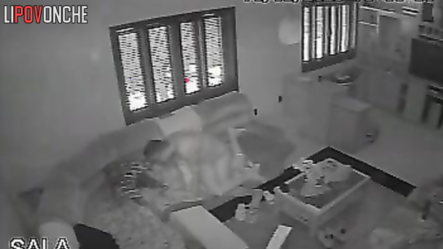 Naked couple fucking fast on the old sofa right now