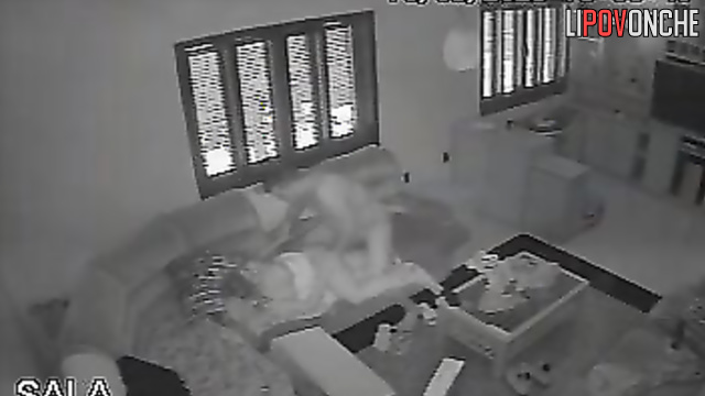 Naked couple fucking fast on the old sofa right now