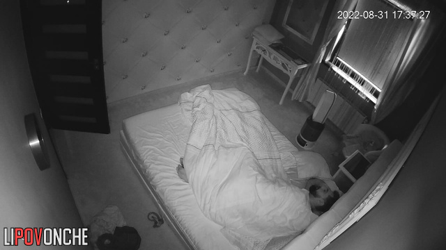 Romantic dinner ended in the bed (bearded guy and his girl)
