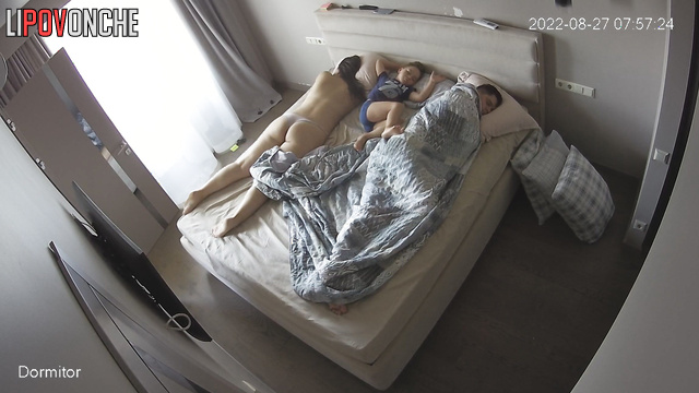 Close relatives sleeping together - live video