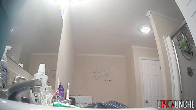 Man Squeezes Ass and Kissing Tits of Blonde in Bathroom