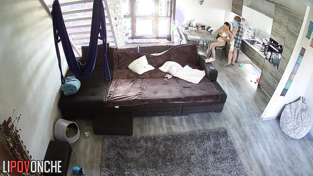 Watch long lactation process in the huge living room